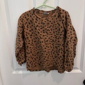 Zara Kids Brown Leopard Print Blouse Sz 6